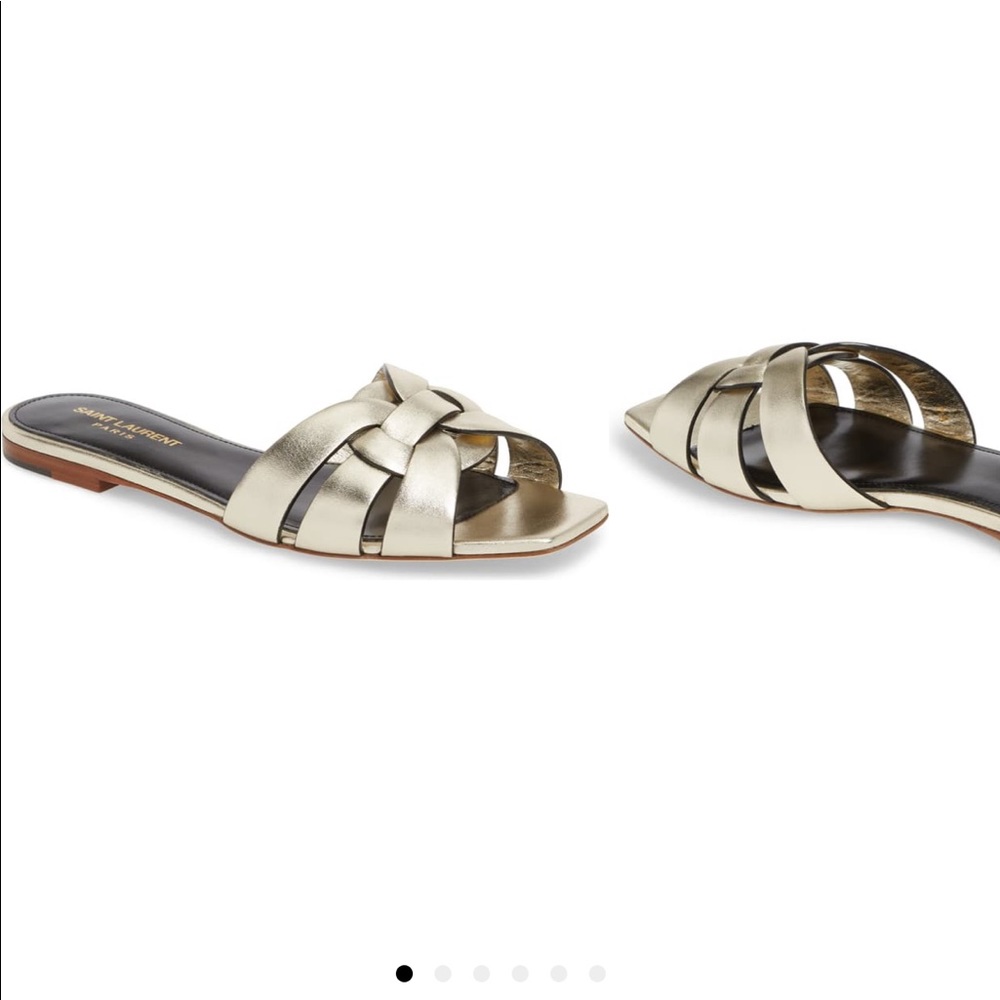 Saint Laurent Tribute Sandal in Platino